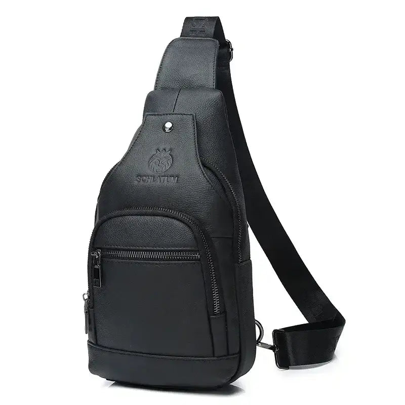 Men’s Leather Sling Bag – Compact Crossbody Everyday Carry - Noir