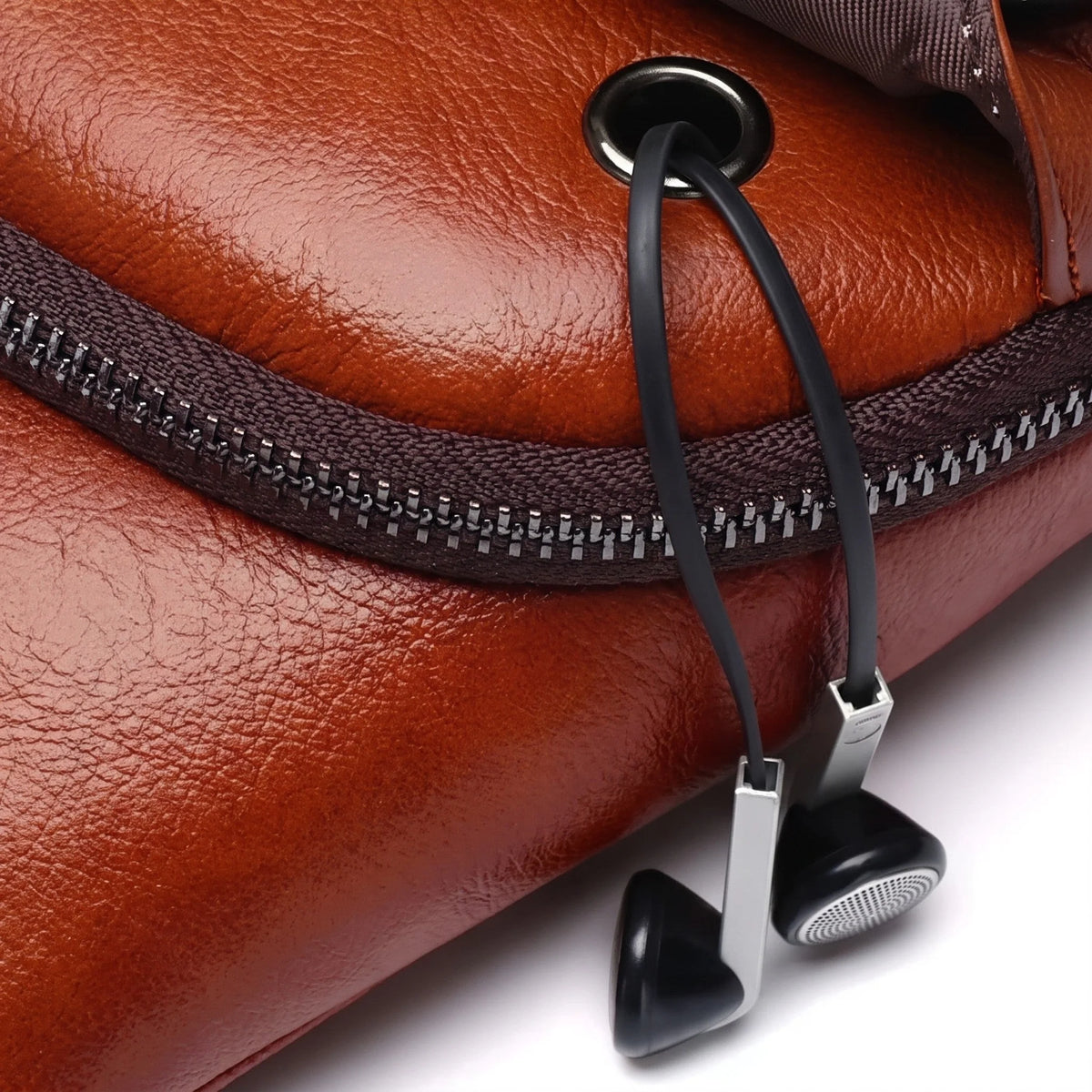 Men’s Leather Sling Bag - Compact Diagonal Carry with Rear Zip Pocket