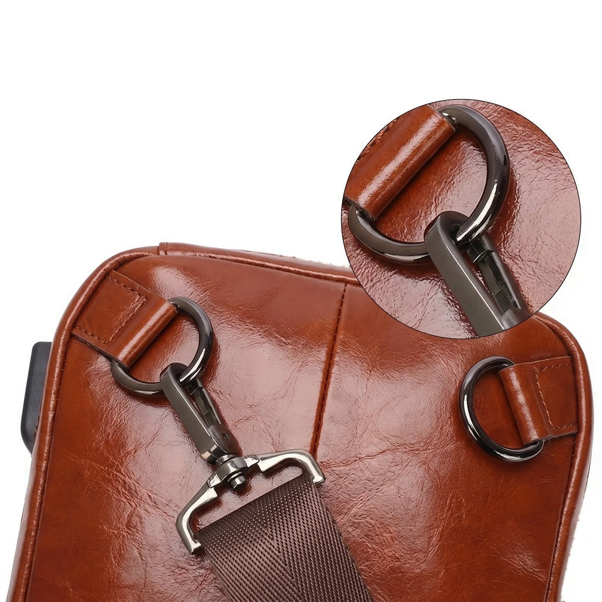 Men’s Leather Sling Bag - Compact Diagonal Carry with Rear Zip Pocket