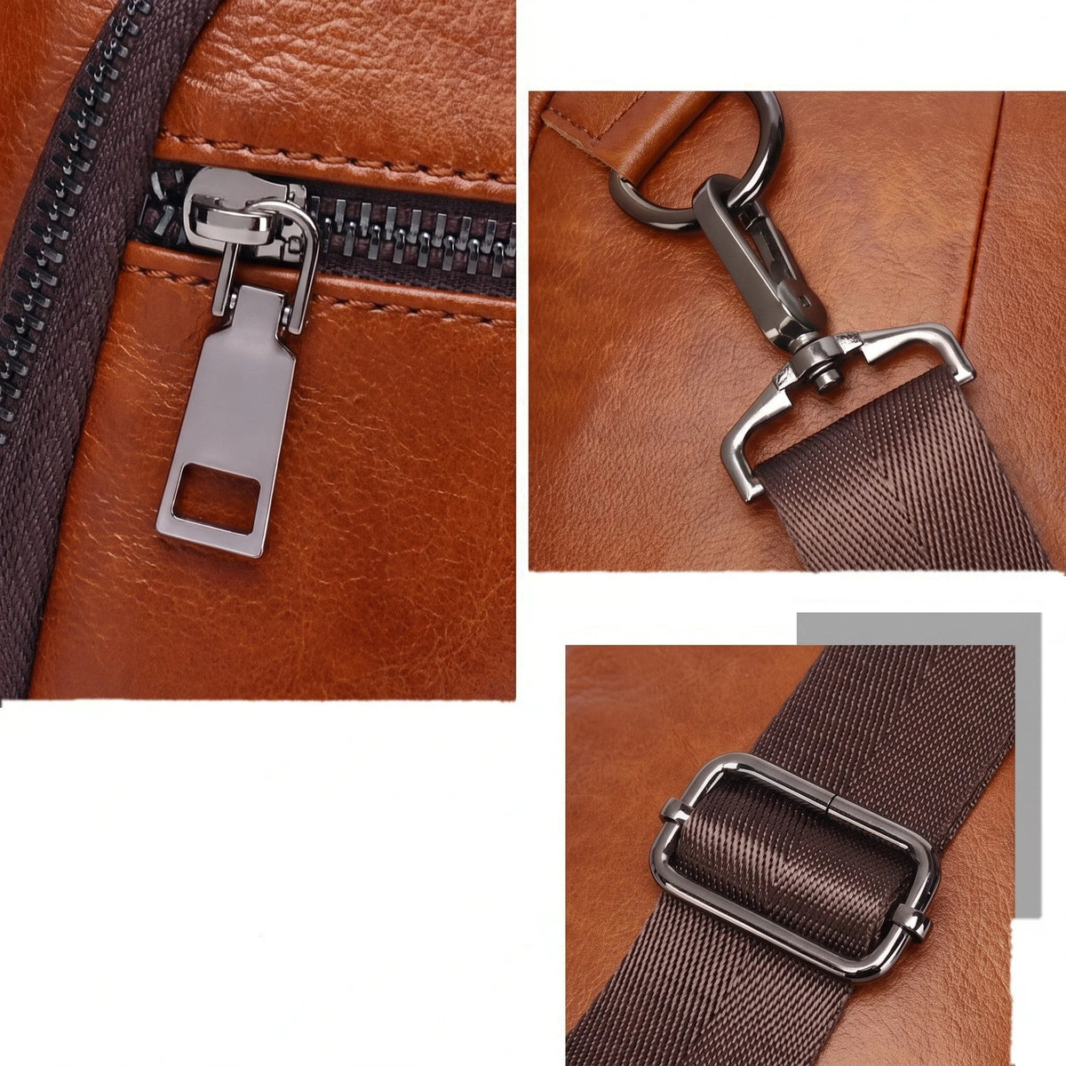 Men’s Leather Sling Bag - Compact Diagonal Carry with Rear Zip Pocket