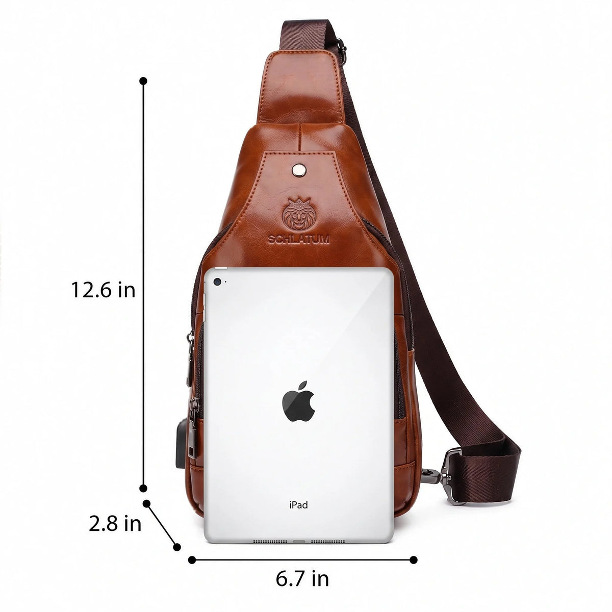 Men’s Leather Sling Bag - Compact Diagonal Carry with Rear Zip Pocket