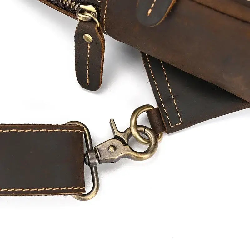 Men’s Leather Sling Bag – Crazy Horse Crossbody Chest Bag