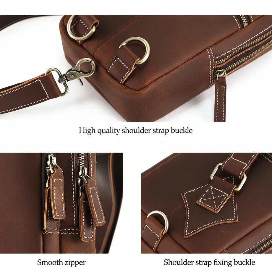 Men’s Leather Sling Bag - Crazy Horse Vintage