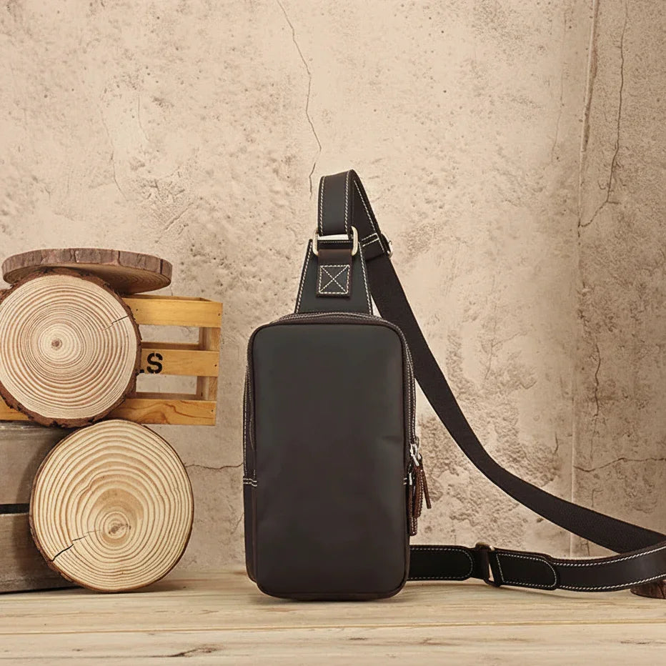 Men’s Leather Sling Bag - Crazy Horse Vintage