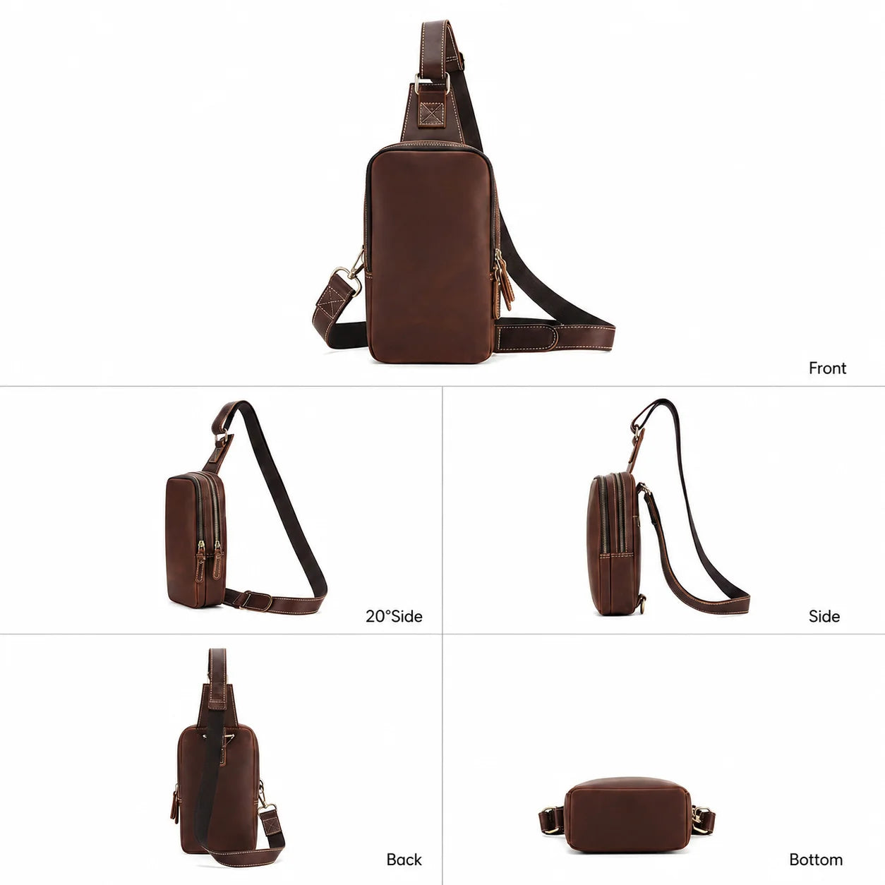 Men’s Leather Sling Bag - Crazy Horse Vintage
