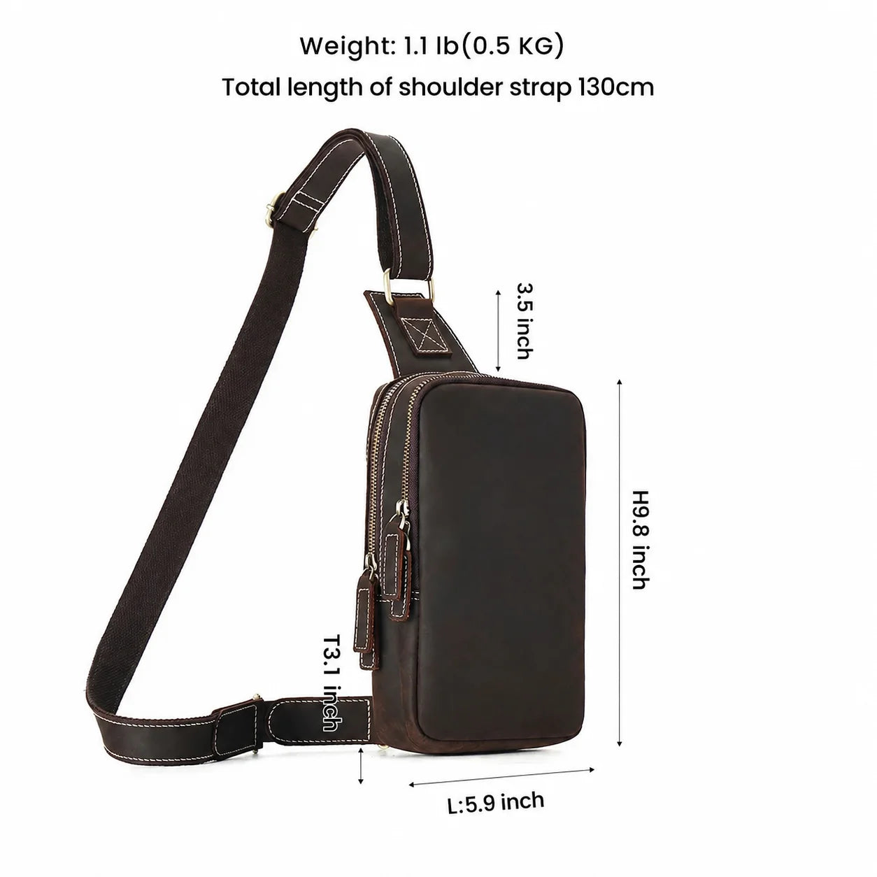 Men’s Leather Sling Bag - Crazy Horse Vintage