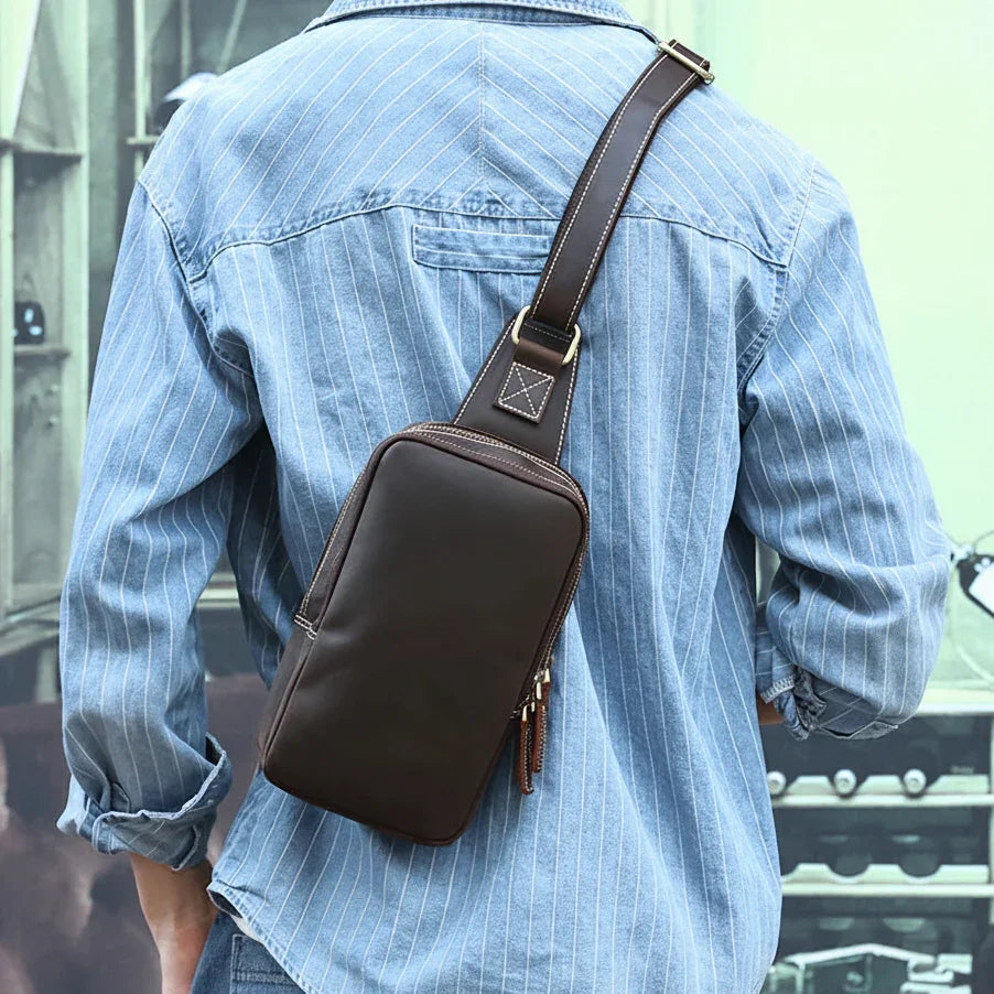 Men’s Leather Sling Bag - Crazy Horse Vintage