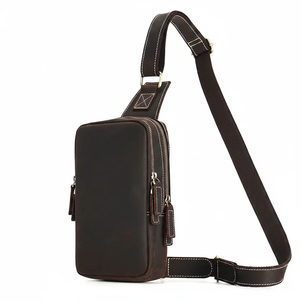 Men’s Leather Sling Bag - Crazy Horse Vintage