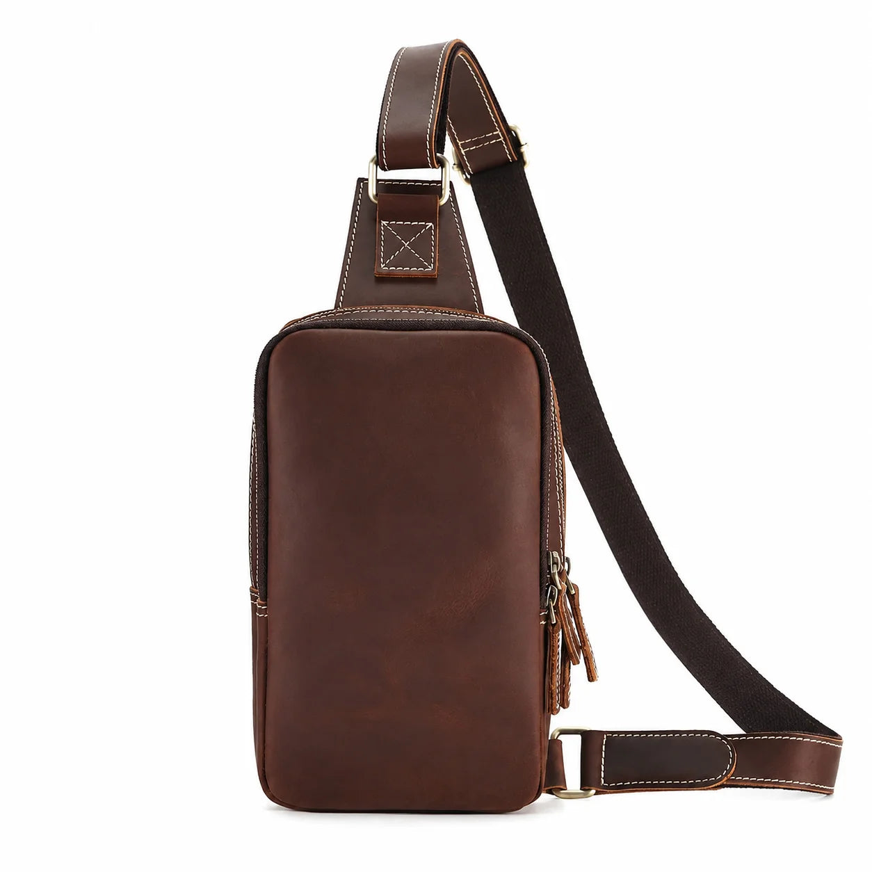 Men’s Leather Sling Bag - Crazy Horse Vintage - Brown