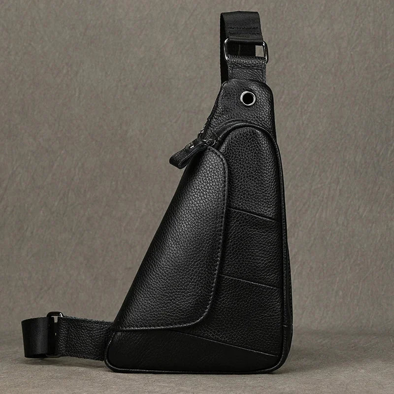 Men’s Leather Sling Bag - Genuine Cowhide Chest Pack