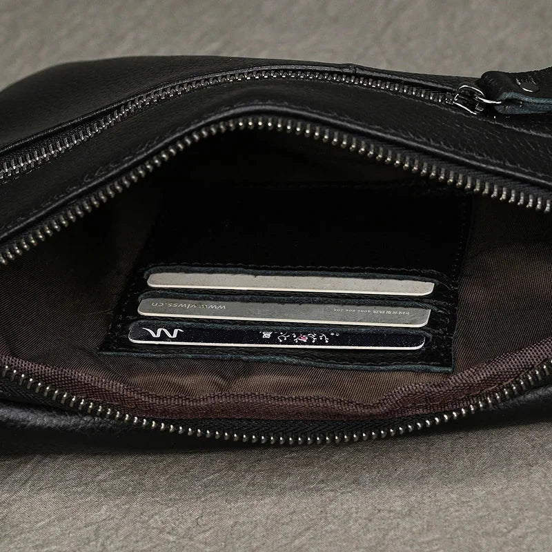 Men’s Leather Sling Bag - Genuine Cowhide Chest Pack