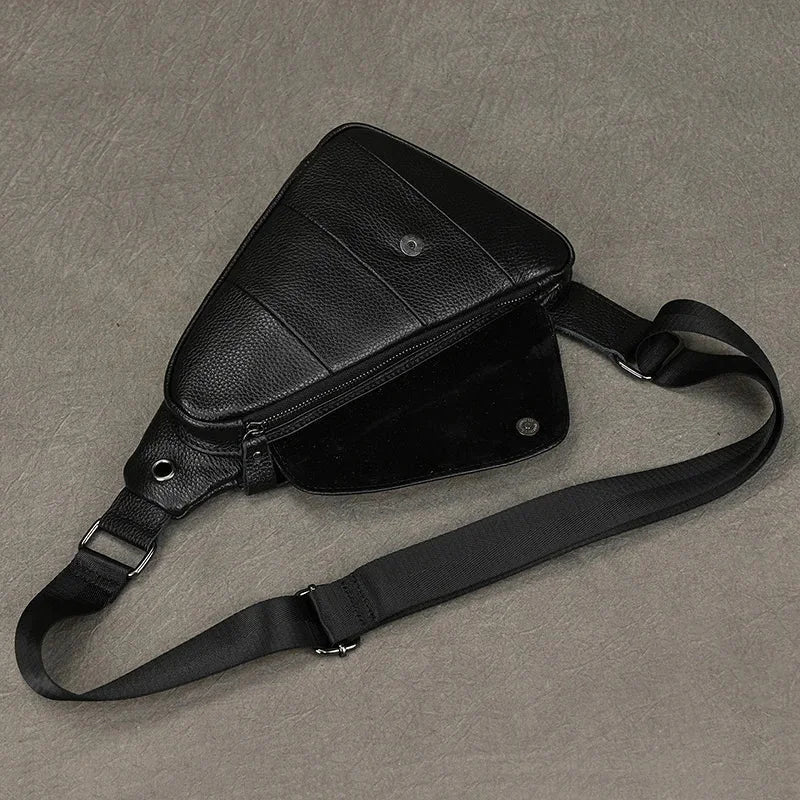 Men’s Leather Sling Bag - Genuine Cowhide Chest Pack