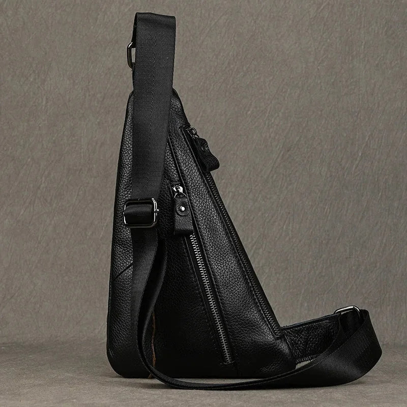 Men’s Leather Sling Bag - Genuine Cowhide Chest Pack