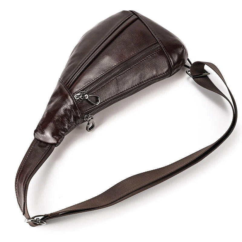 Men’s Leather Sling Bag - Oil Wax Cowhide Compact Chest Pack