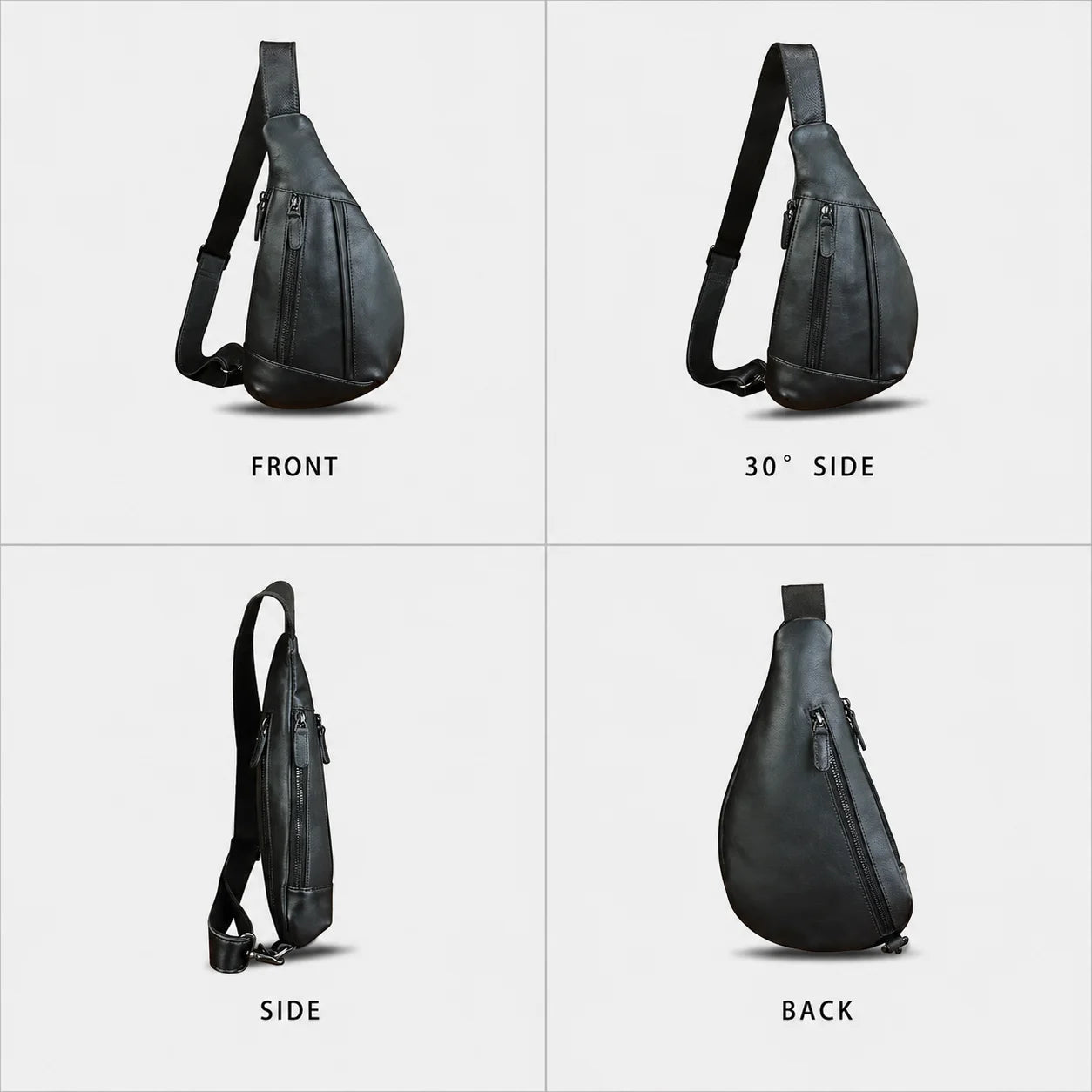 Men’s Leather Sling Bag - Oil Wax Cowhide Compact Chest Pack