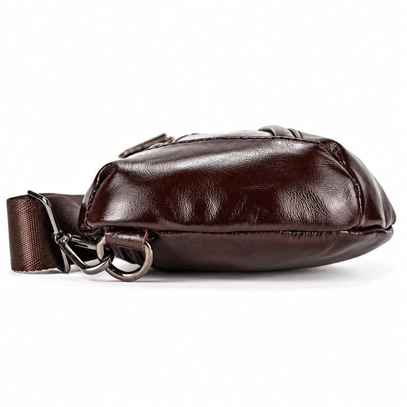 Men’s Leather Sling Bag - Oil Wax Cowhide Compact Chest Pack