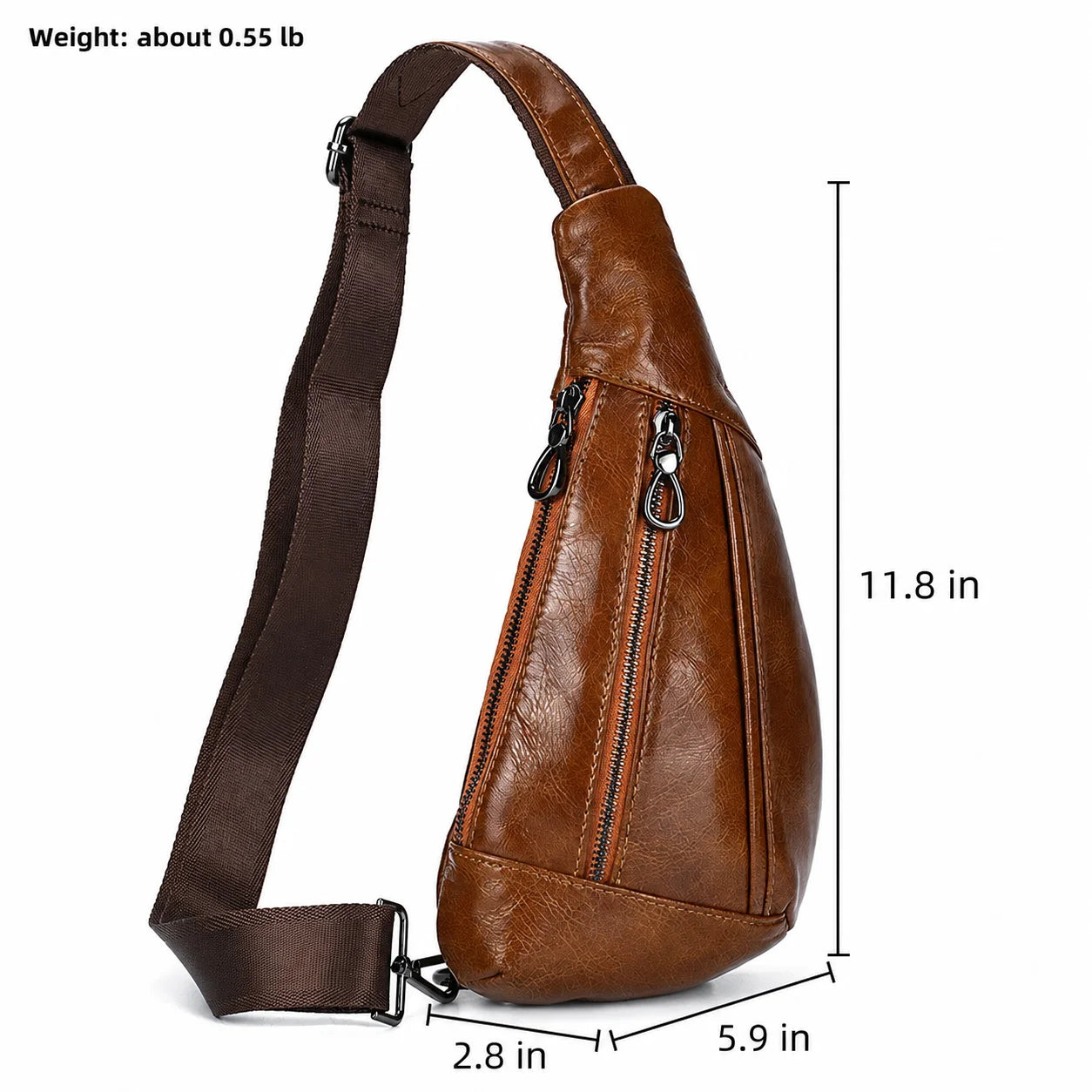 Men’s Leather Sling Bag - Oil Wax Cowhide Compact Chest Pack