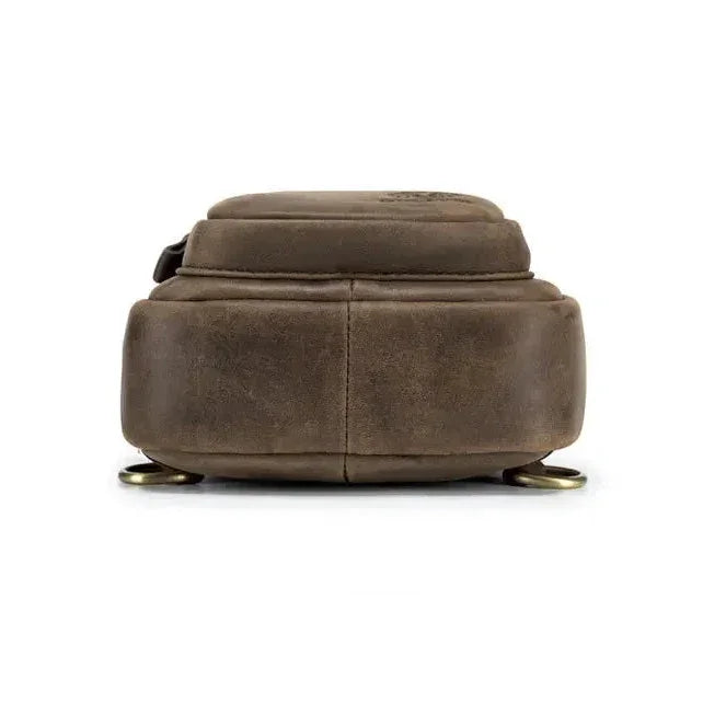 Men’s Leather Sling Bag – Slim Chest Carry with Zippered Pockets