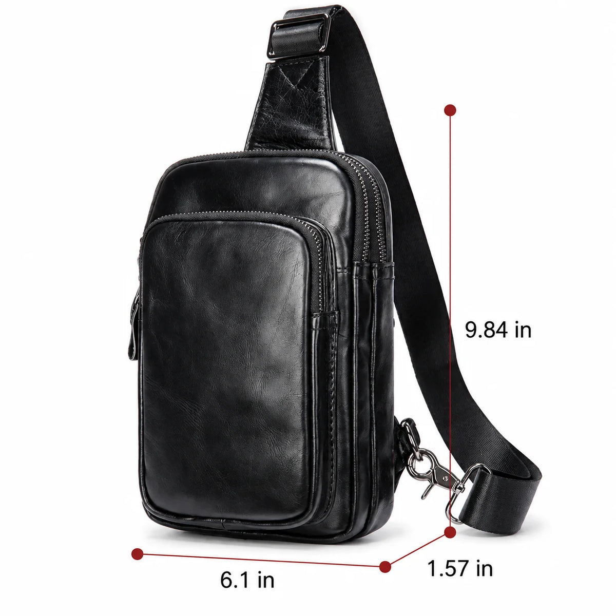 Men’s Leather Sling Bag - Tablet-Ready Chest Bag
