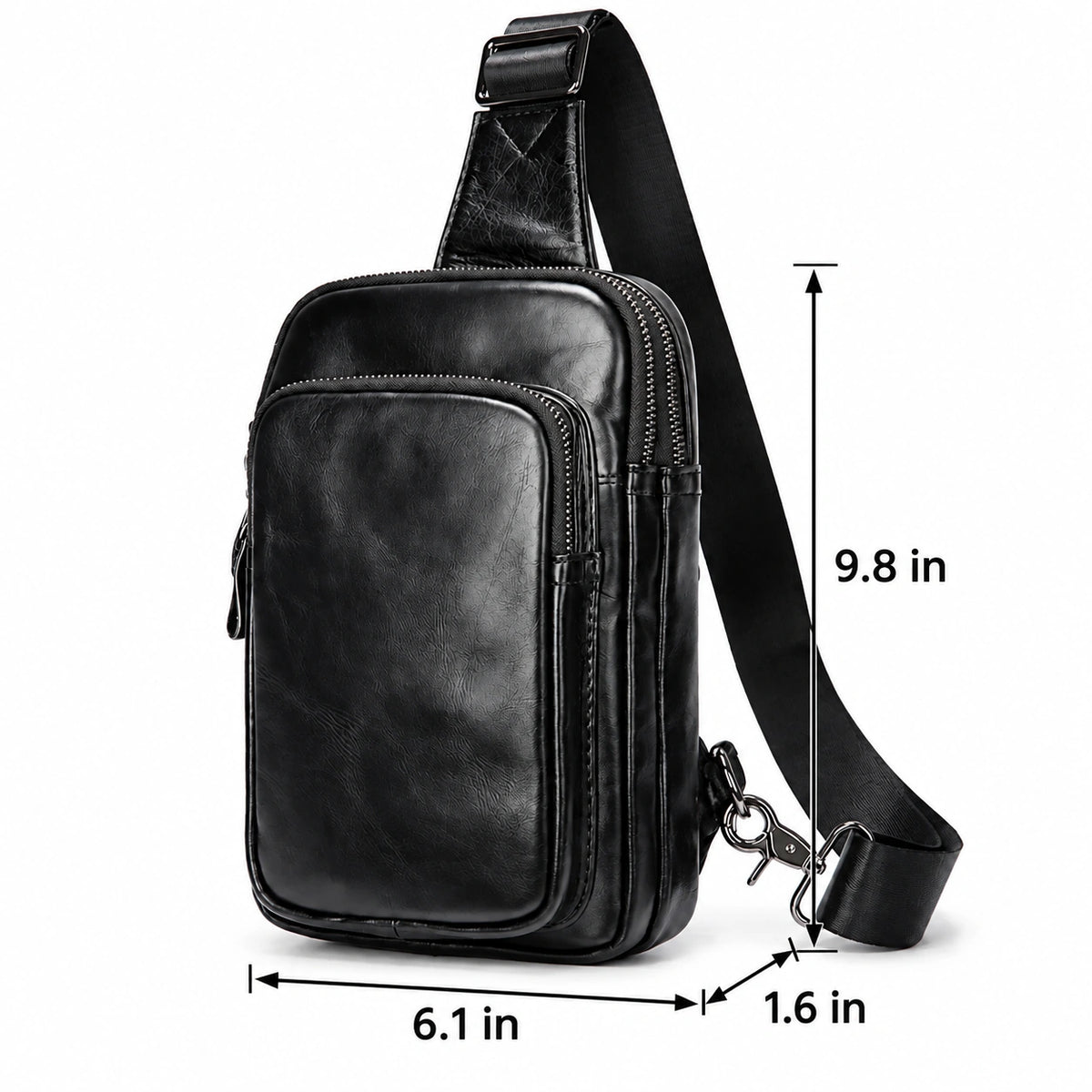 Men’s Leather Sling Bag - Tablet-Ready Chest Bag