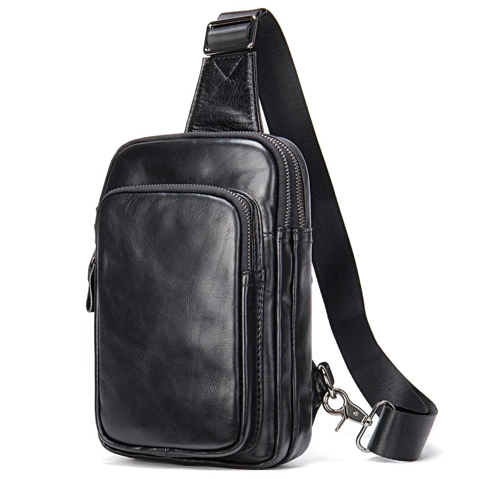 Men’s Leather Sling Bag - Tablet-Ready Chest Bag