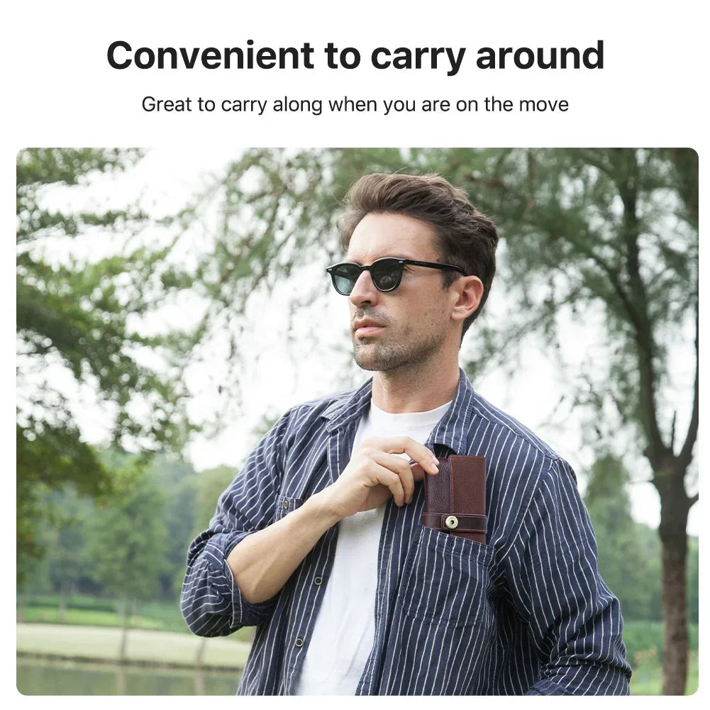 Men’s Leather Sunglasses Case - Crazy Horse Travel Pouch - Coffee