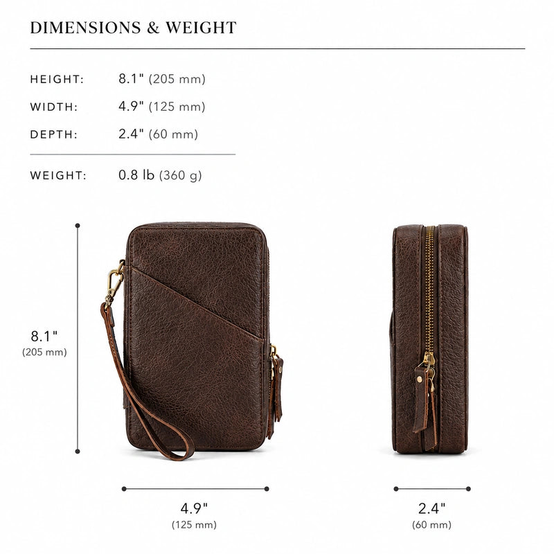 Men’s Leather Tech Organizer – Cable & Gadget Travel Pouch - Coffee