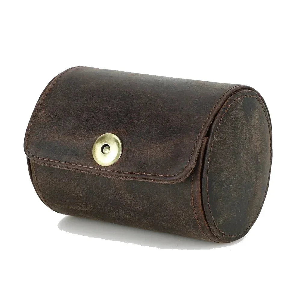 Men’s Leather Tie Case - Nubuck Travel Holder for Rolled Ties - 1 Slot