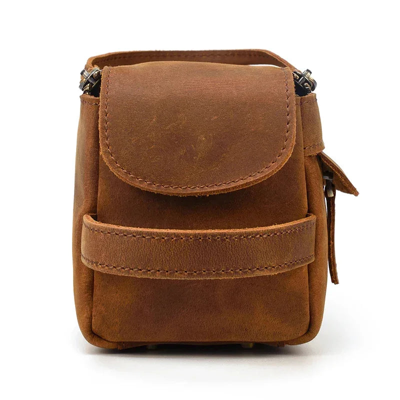 Men’s Leather Toiletry Bag – Compact Travel Dopp Kit