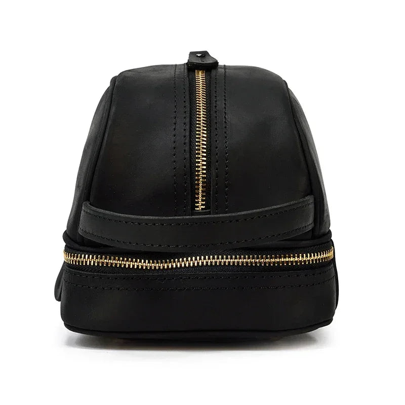 Men’s Leather Toiletry Bag - Double-Zip Dopp Kit
