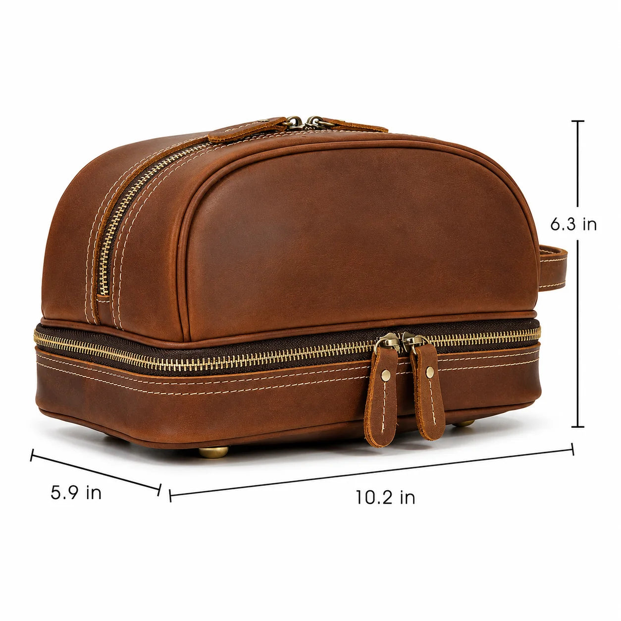 Men’s Leather Toiletry Bag - Double-Zip Dopp Kit