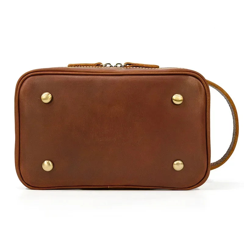 Men’s Leather Toiletry Bag - Double-Zip Dopp Kit
