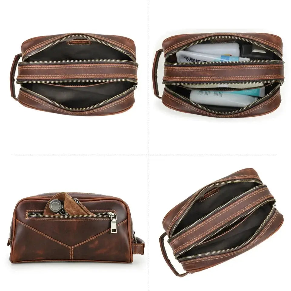 Men’s Leather Toiletry Bag – Vintage Travel Dopp Kit