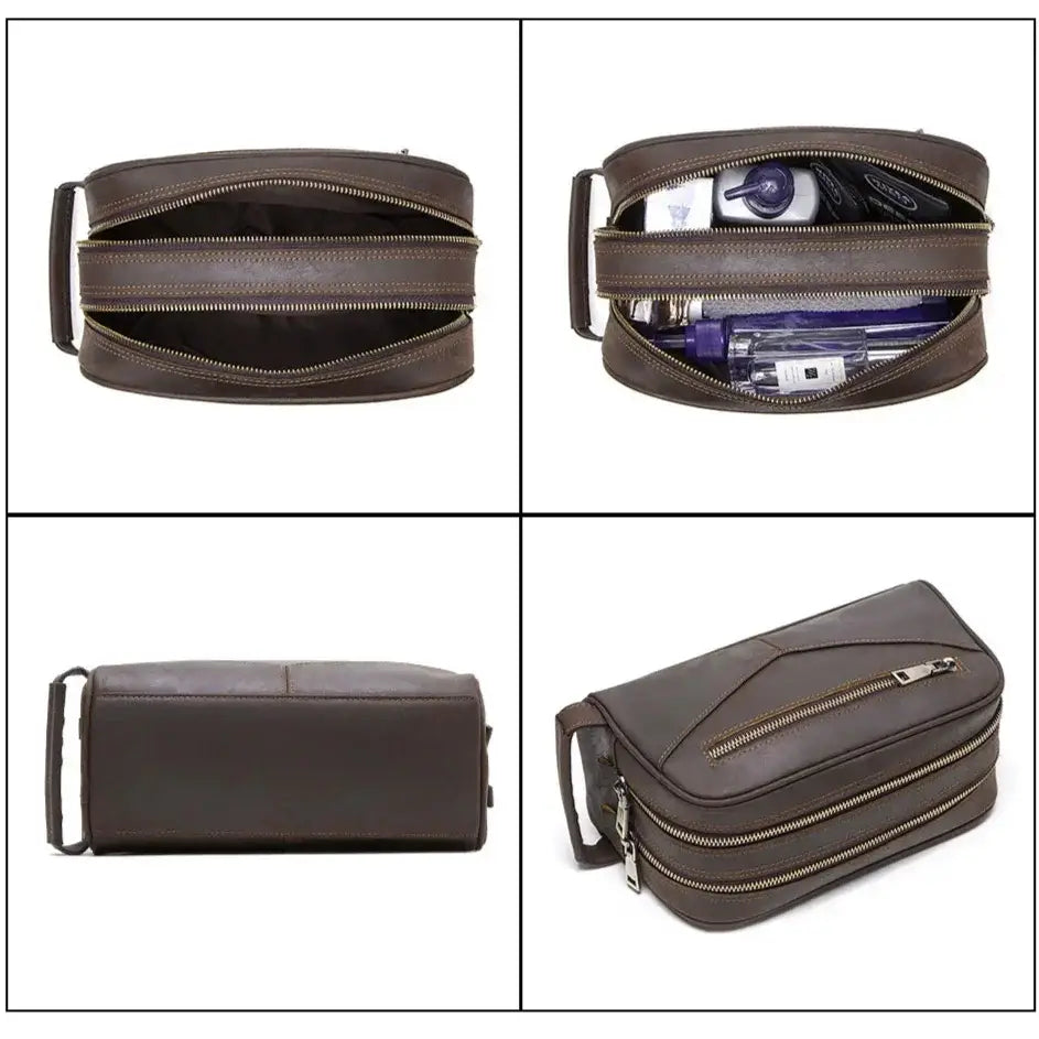 Men’s Leather Toiletry Bag – Vintage Travel Dopp Kit