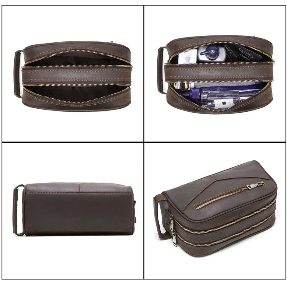 Men’s Leather Toiletry Bag – Vintage Travel Dopp Kit
