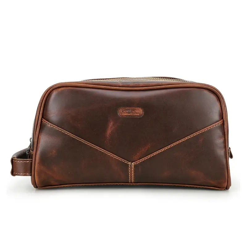 Men’s Leather Toiletry Bag – Vintage Travel Dopp Kit - Brown