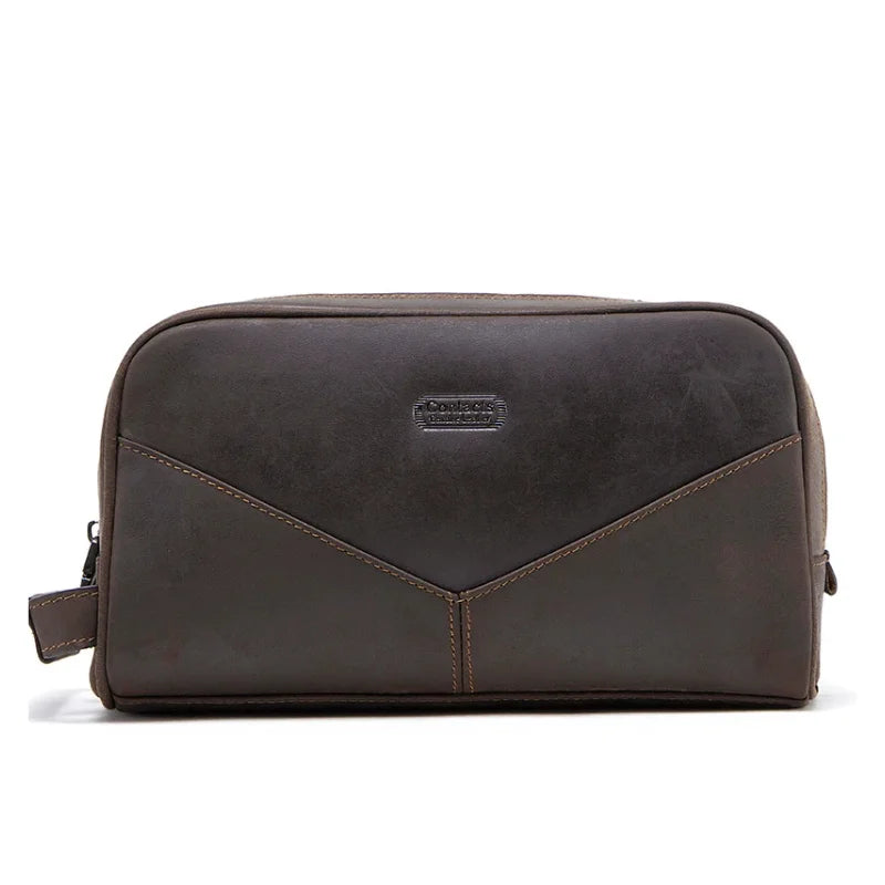 Men’s Leather Toiletry Bag – Vintage Travel Dopp Kit - Dark brown