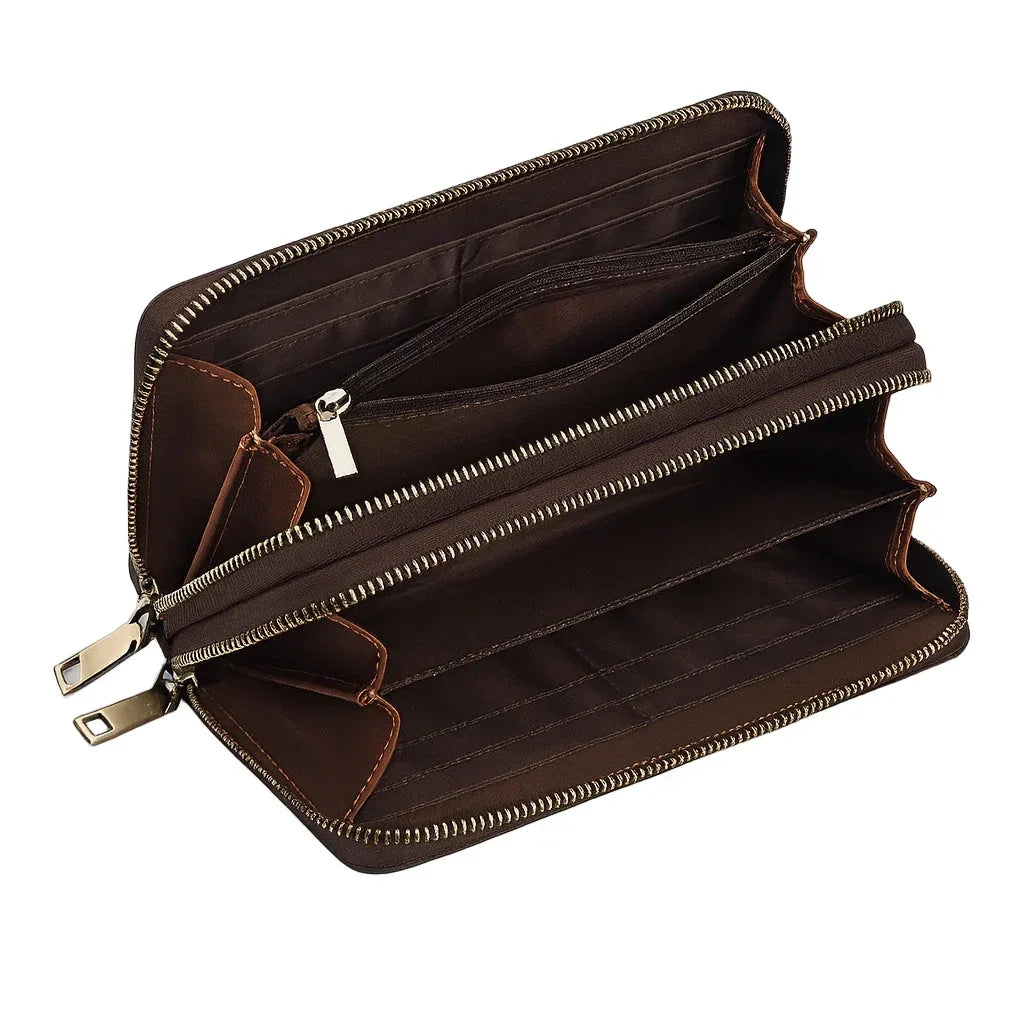 Men’s Leather Wallet - Zip-Around Wristlet with Phone Pocket