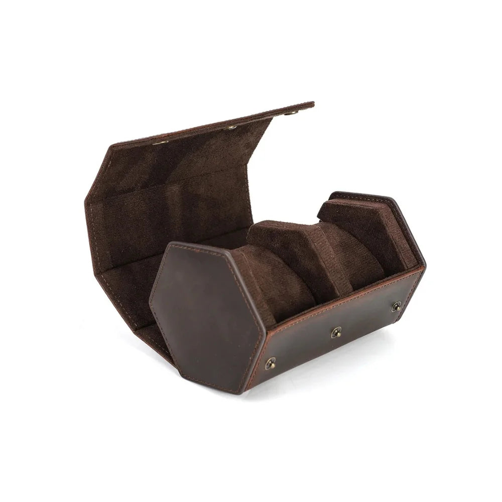 Men’s Leather Watch Box - Multi-Watch Storage Case - 2 Watches