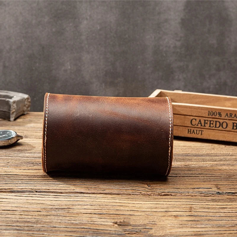 Men’s Leather Watch Roll - Travel Case for 2 or 3 Watches