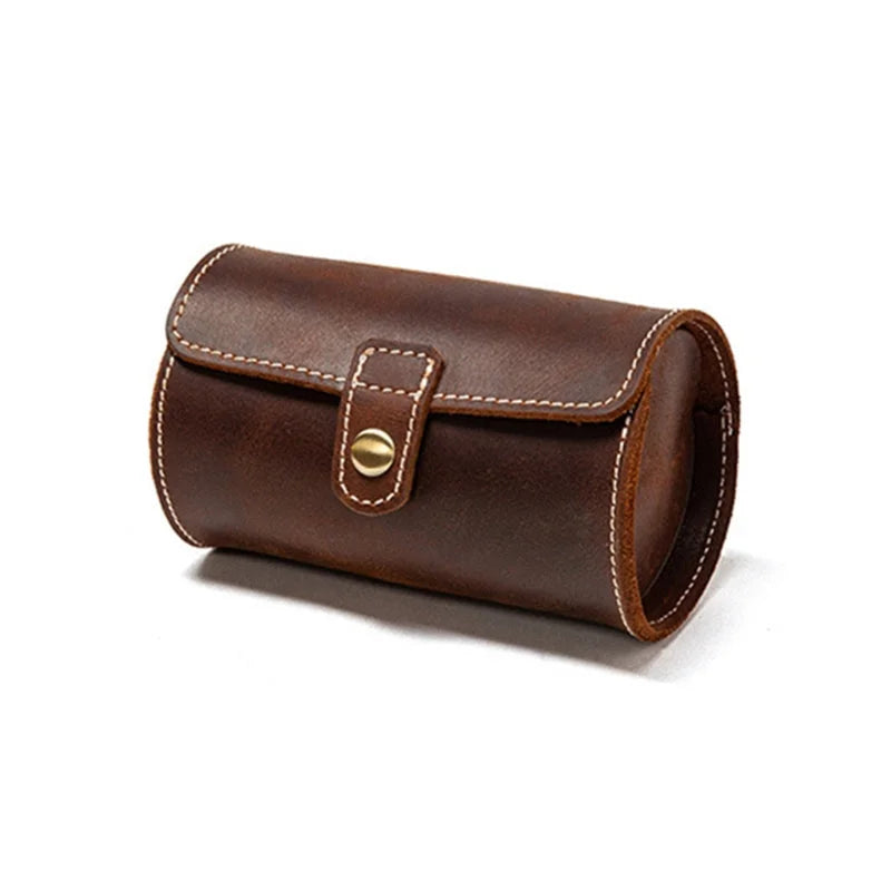 Men’s Leather Watch Roll - Travel Case for 2 or 3 Watches