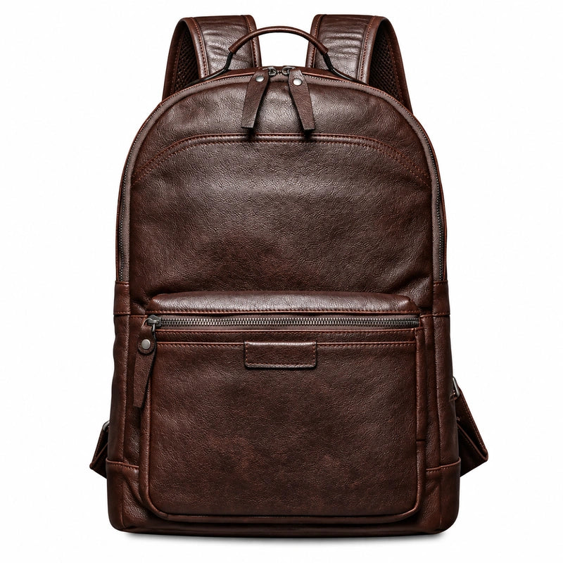 Men’s Leather Work Backpack – 15.6’’ Laptop Carry - Dark brown