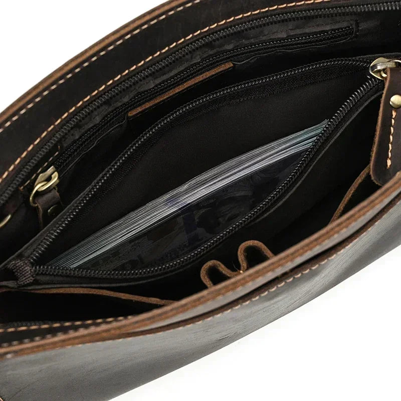 Men’s Leather Wrist Wallet - Zip Pocket Card & Cash Case