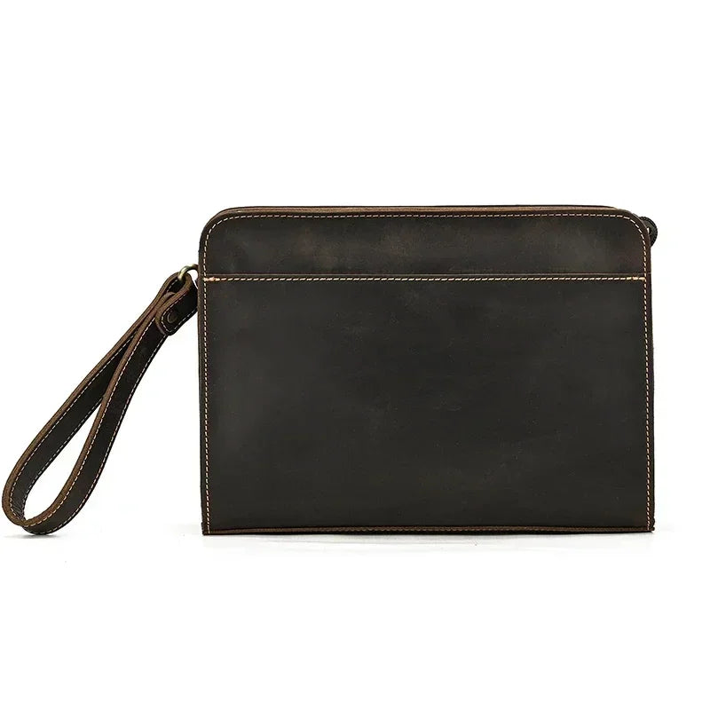 Men’s Leather Wrist Wallet - Zip Pocket Card & Cash Case