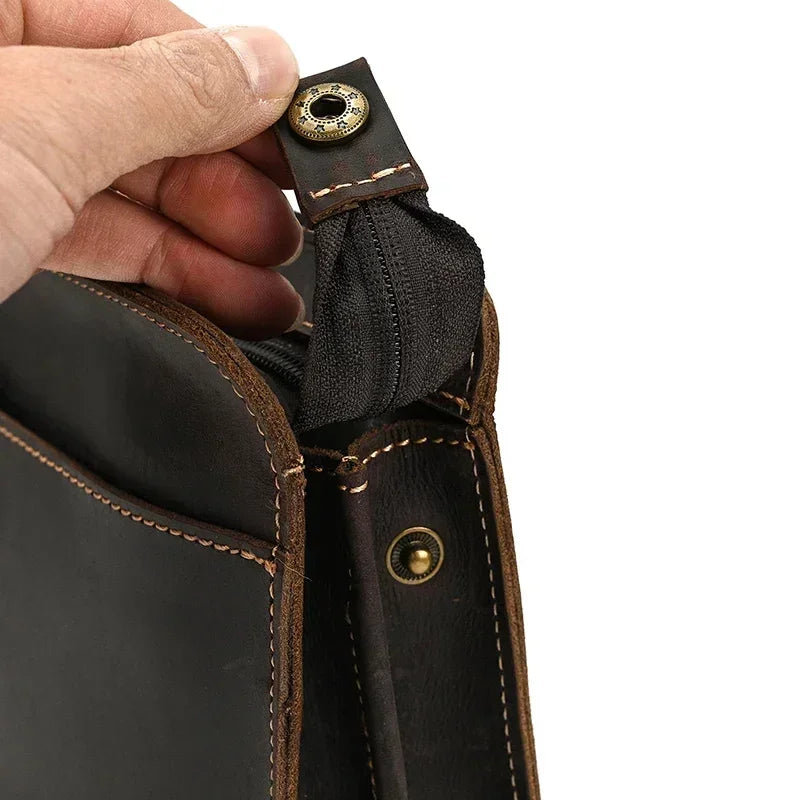 Men’s Leather Wrist Wallet - Zip Pocket Card & Cash Case