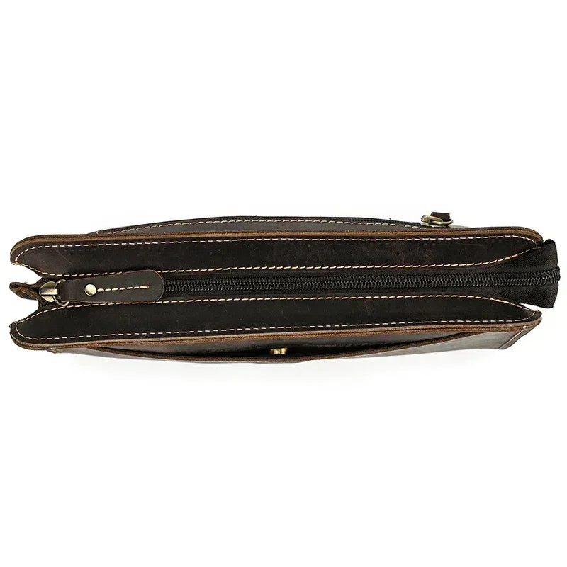 Men’s Leather Wrist Wallet - Zip Pocket Card & Cash Case