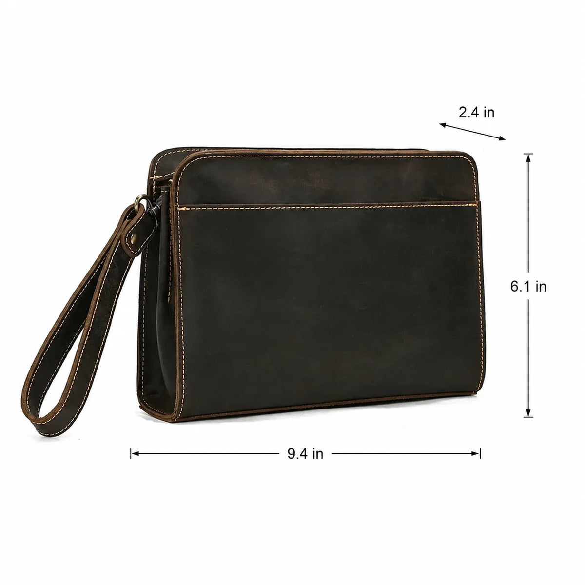 Men’s Leather Wrist Wallet - Zip Pocket Card & Cash Case
