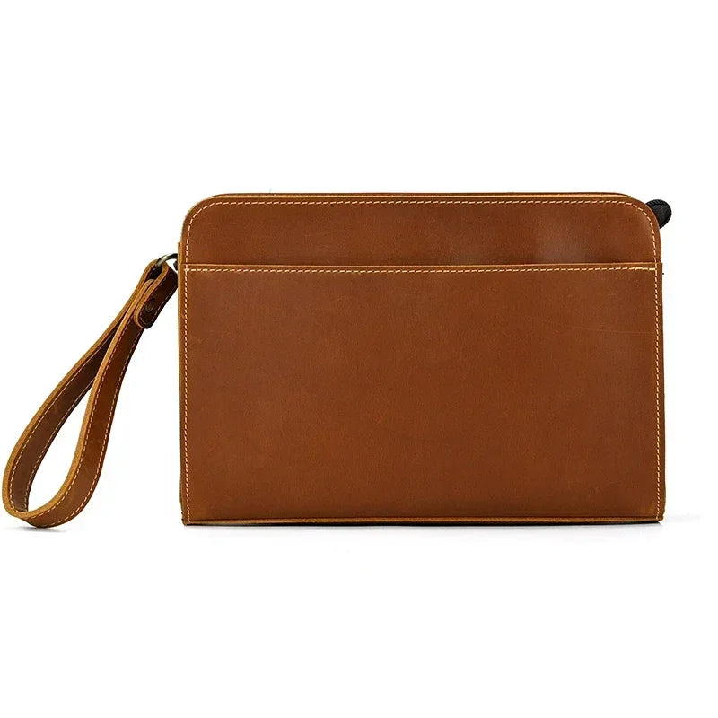 Men’s Leather Wrist Wallet - Zip Pocket Card & Cash Case