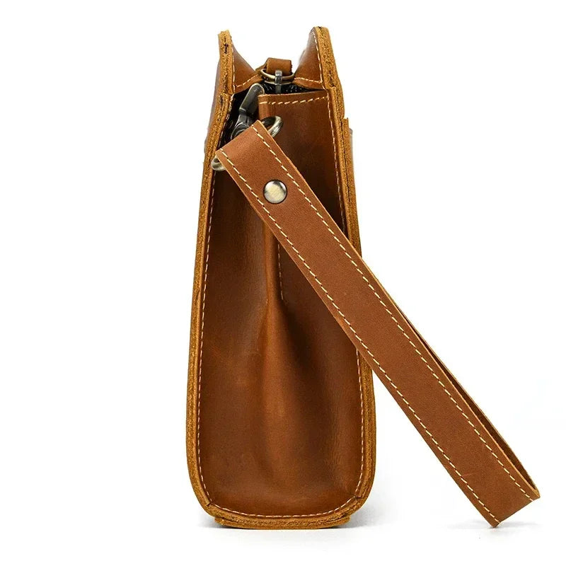 Men’s Leather Wrist Wallet - Zip Pocket Card & Cash Case