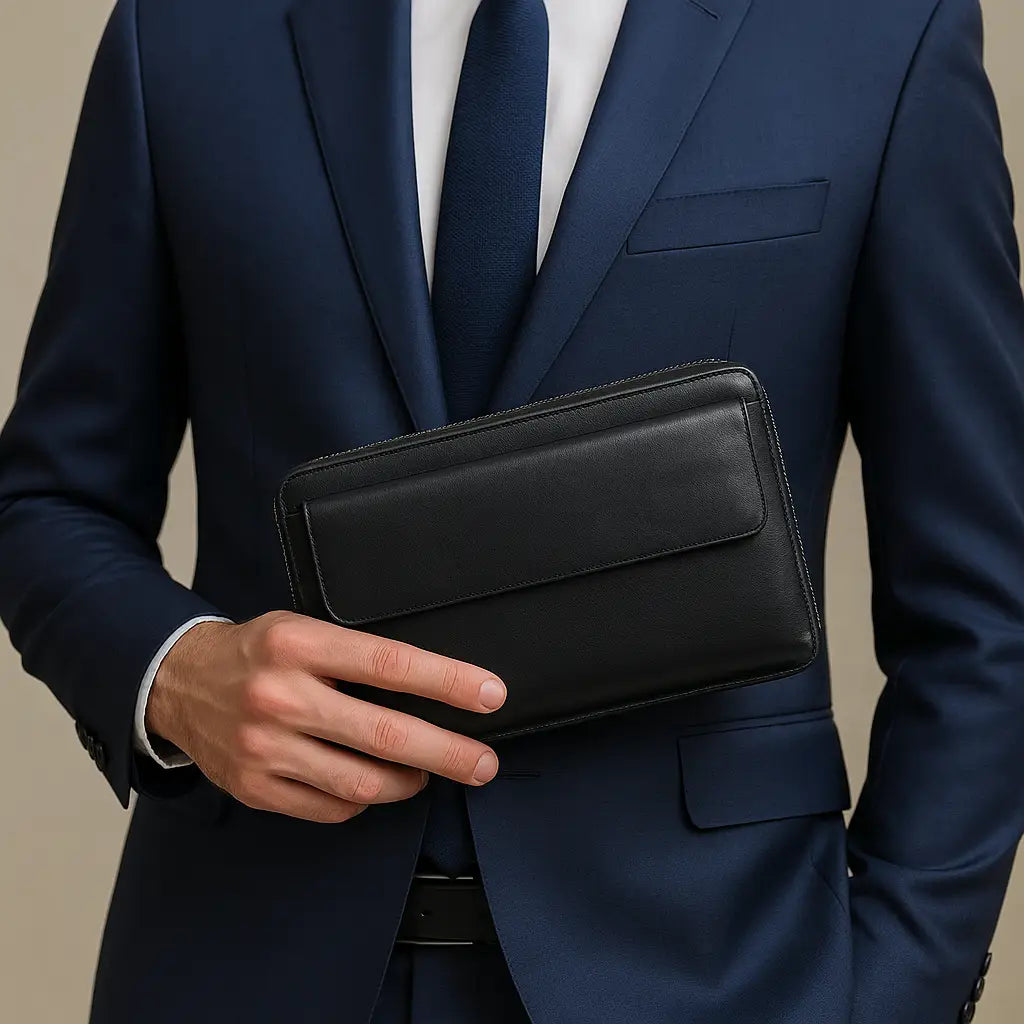 Men’s Leather Zip Wallet – Single or Double Zip Clutch